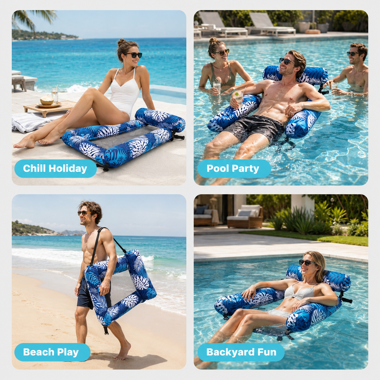 The Lagoon Lounger™ | Inflatable Floating Water Hammock by SunSoak Co.